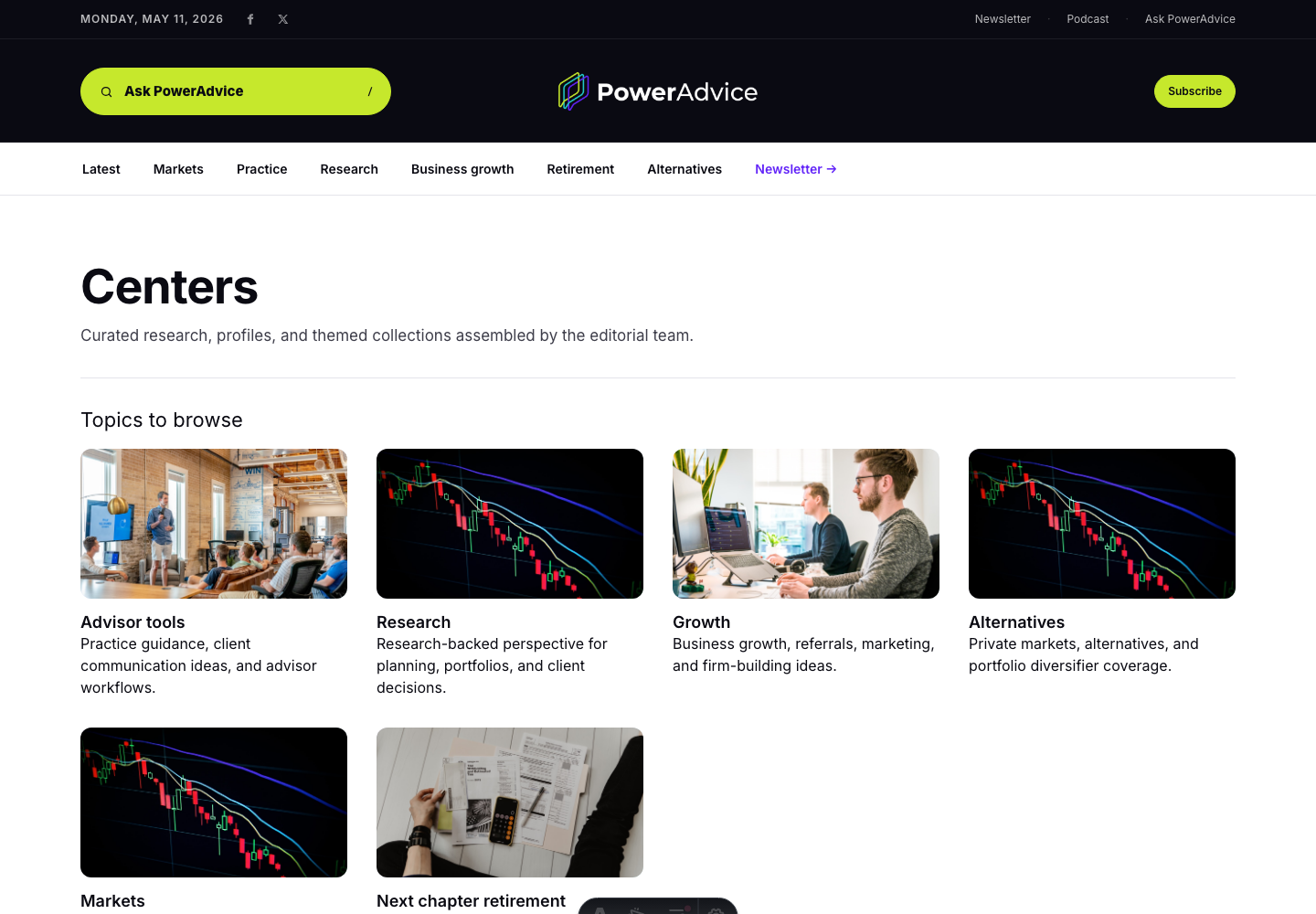 PowerAdvice Centers page