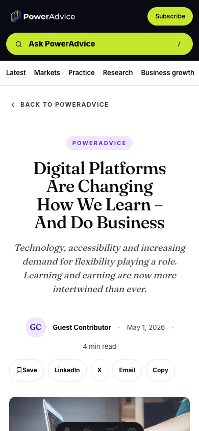 Mobile PowerAdvice article reader