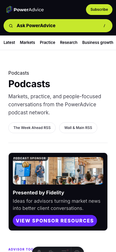 Mobile PowerAdvice podcast page