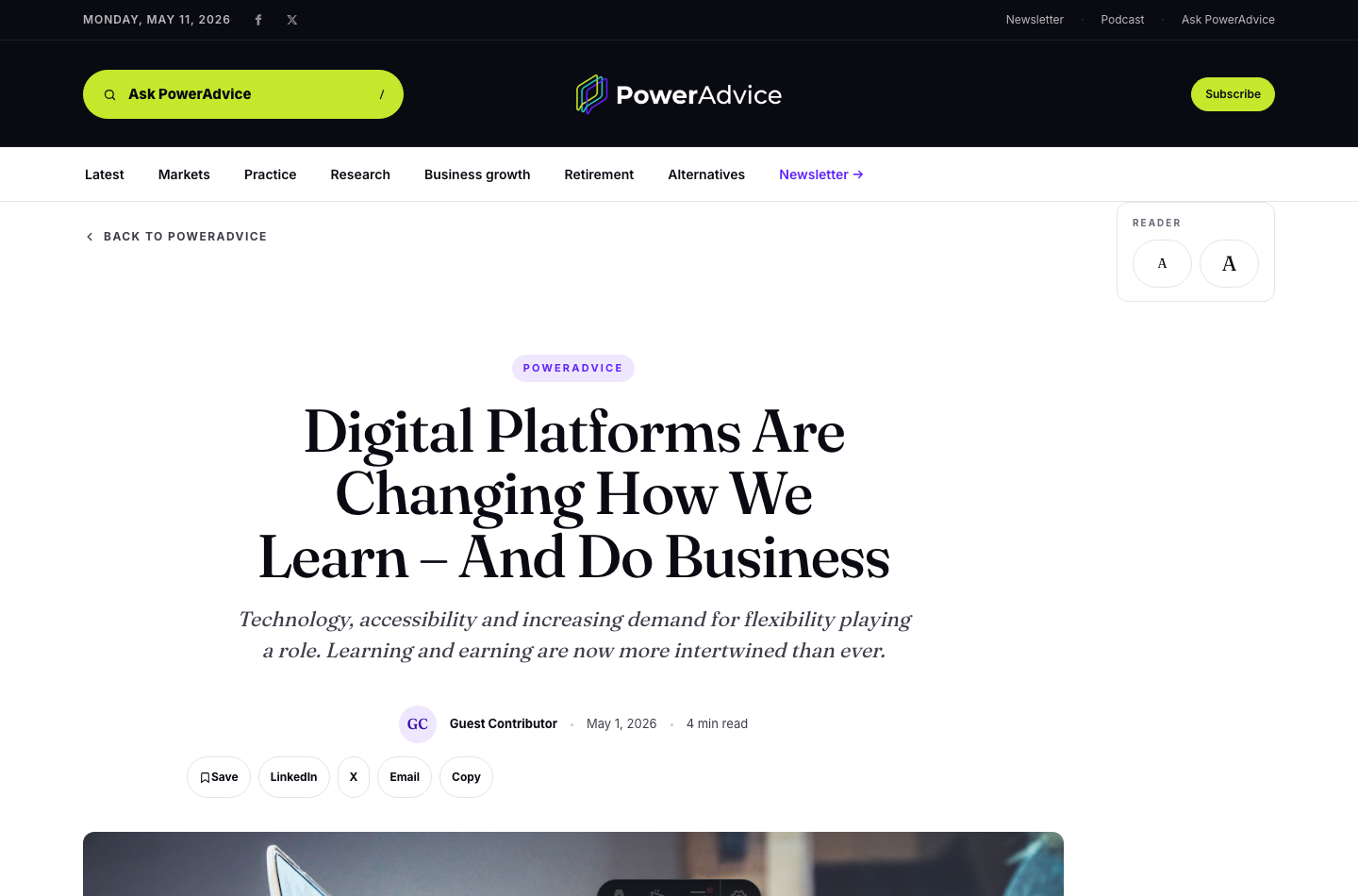 Article reader context for sponsored post placement